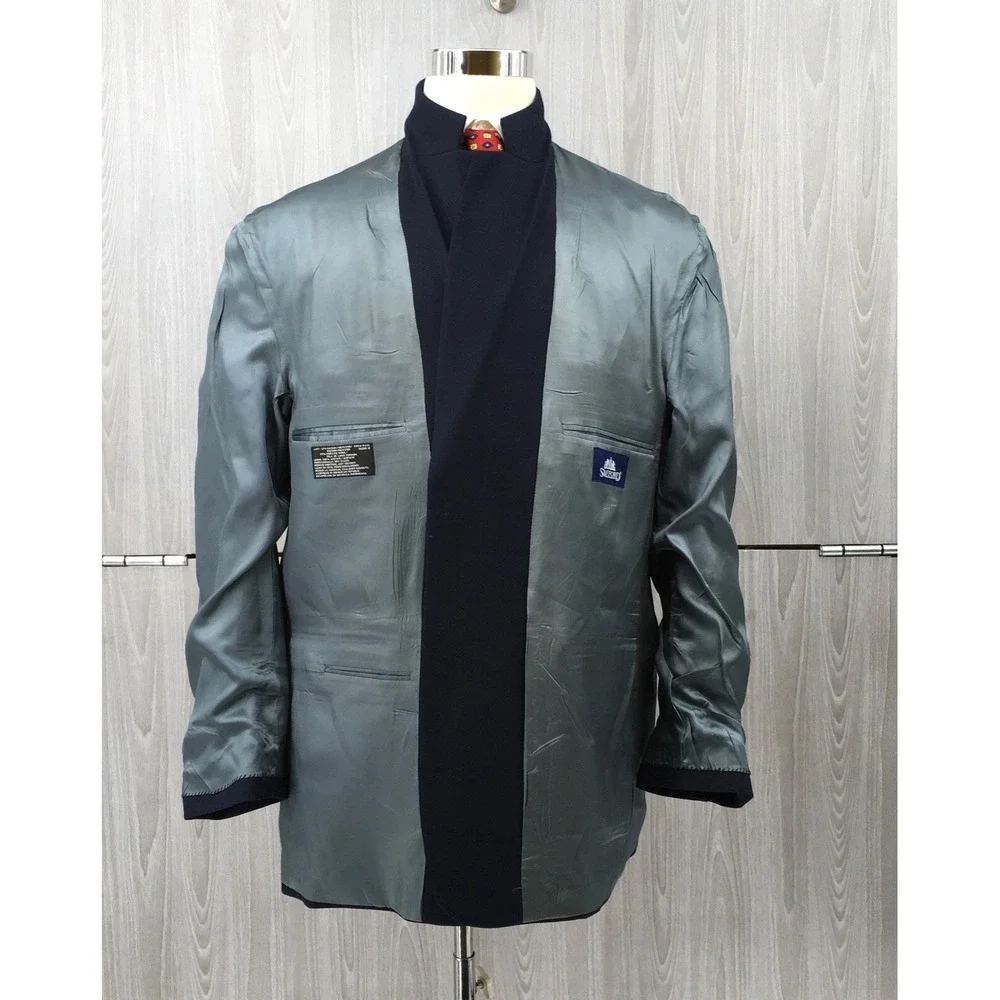 Stafford Men's Wool Blend Gold Button Blazer Blue Size:‎ 46R